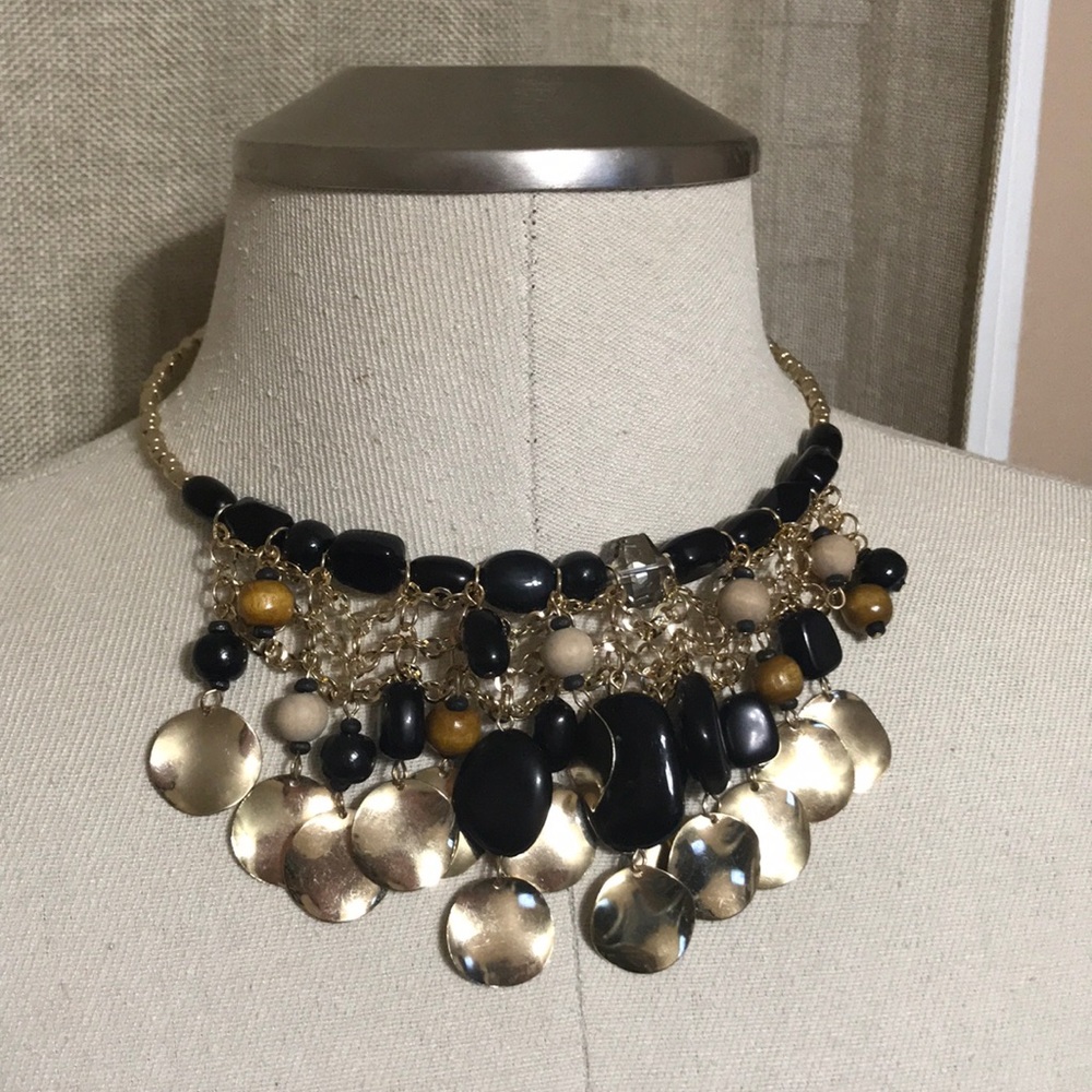 New black with gold necklace